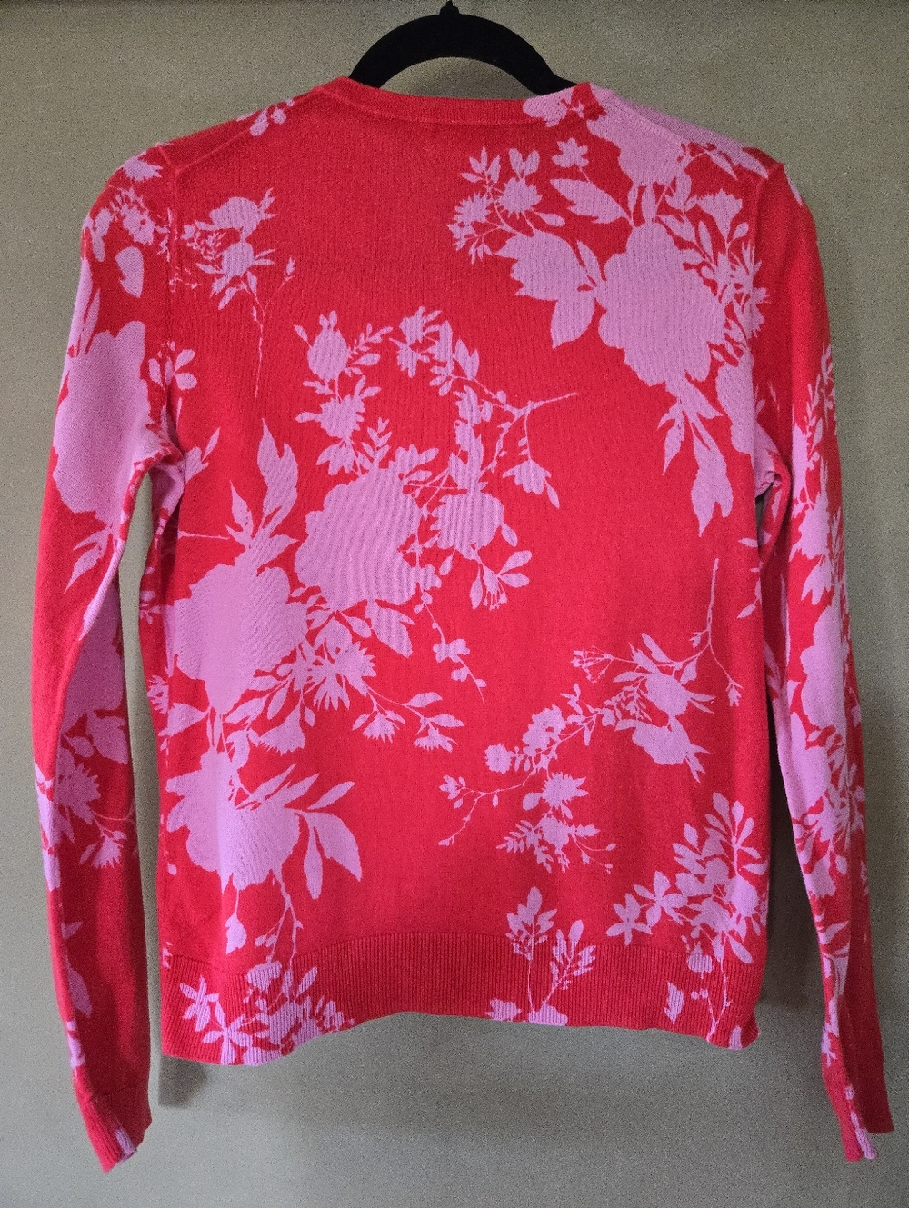 Lord & Taylor | Red Pink Floral Cardigan Sweater, Size S - Picture 3 of 7